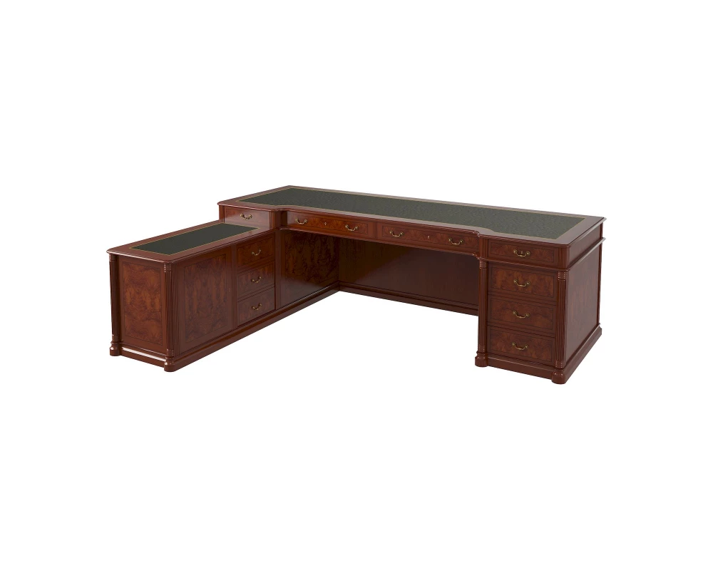 Стол руководителя матовый, кожа, левый 2500х1900х780 Artmoble