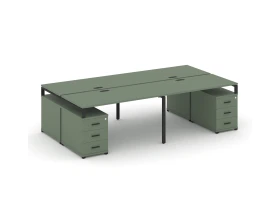 Рабочая станция 4 места с 2 двухсторонними опорными тумбами CN.DRS-326 B 2360/3092x1480x750 Концепт / Concept images