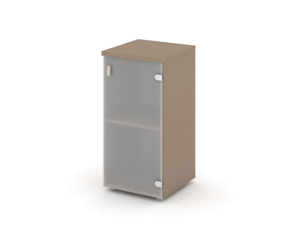 Шкаф низкий узкий правый (1 низкий фасад стекло сатин матовый) 40x42x82,3 Estetica