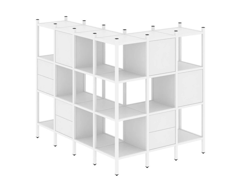 Угловой внешний стеллаж наборный L-52 1694x1278x1458 Loft