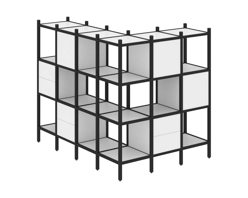 Угловой внешний стеллаж наборный L-52 1694x1278x1458 Loft