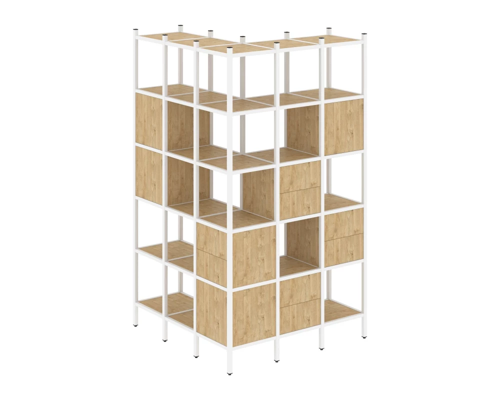 Угловой внешний стеллаж наборный L-53 1278x1278x2280 Loft