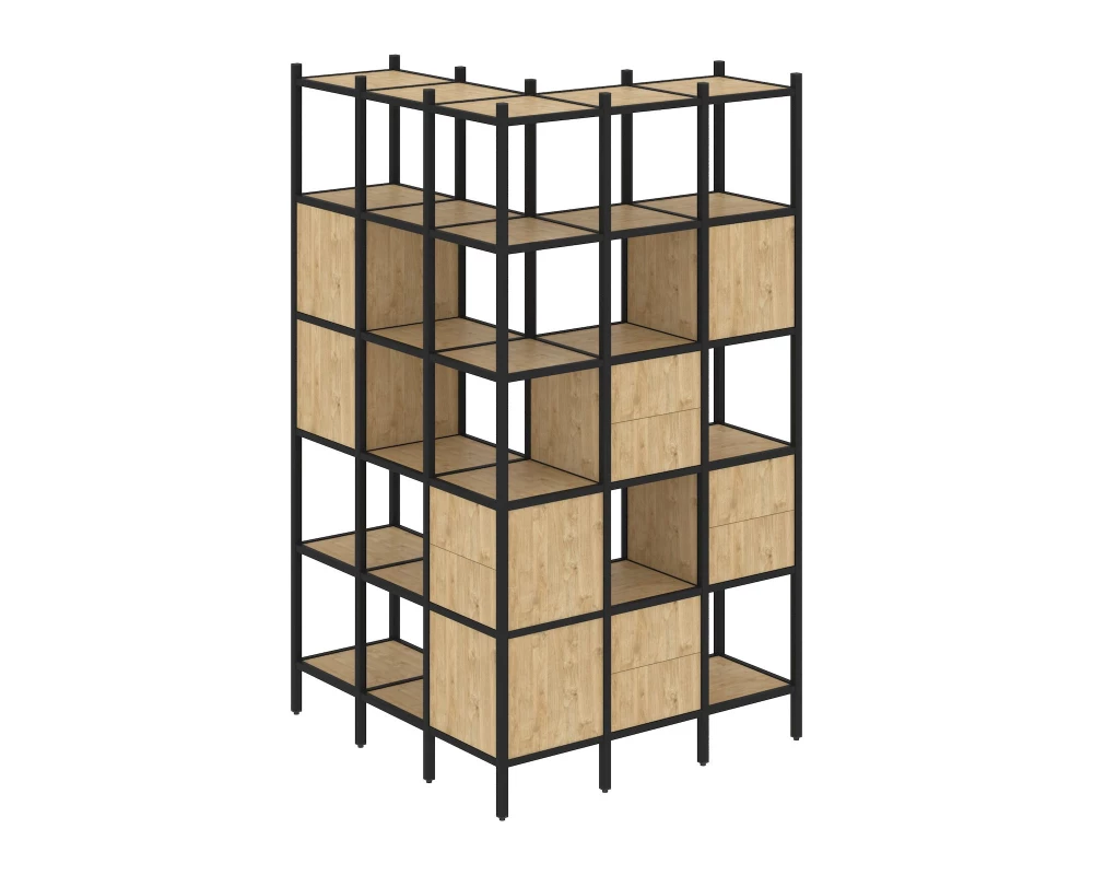 Угловой внешний стеллаж наборный L-53 1278x1278x2280 Loft