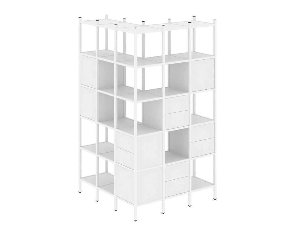 Угловой внешний стеллаж наборный L-53 1278x1278x2280 Loft