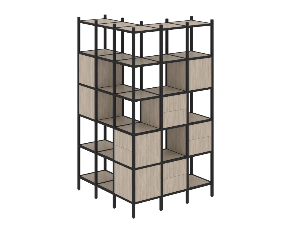 Угловой внешний стеллаж наборный L-53 1278x1278x2280 Loft