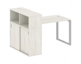 Стол письменный на О-образном м/к с опорным шкафом-купе 161x112x109,8 Metal System images
