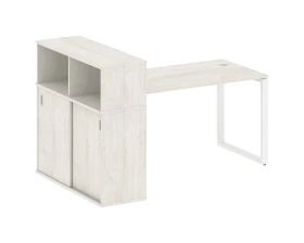 Стол письменный на О-образном м/к с опорным шкафом-купе 181x112x109,8 Метал Систем / Metal System images