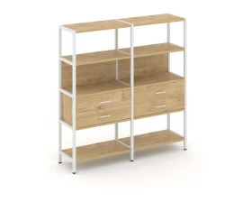 Двухсекционный стеллаж четырехярусный с ящиками 1590х400х1613 Shelf System images