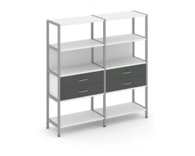 Двухсекционный стеллаж четырехярусный с ящиками 1590х400х1613 Shelf System images