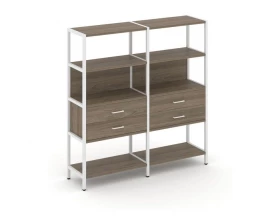 Двухсекционный стеллаж четырехярусный с ящиками 1590х400х1613 Shelf System images