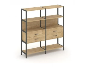 Двухсекционный стеллаж четырехярусный с ящиками 1590х400х1613 Shelf System images