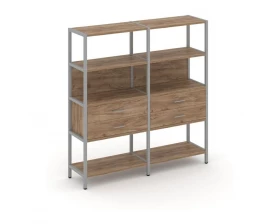 Двухсекционный стеллаж четырехярусный с ящиками 1590х400х1613 Shelf System images