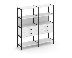 Двухсекционный стеллаж четырехярусный с ящиками 1590х400х1613 Shelf System images