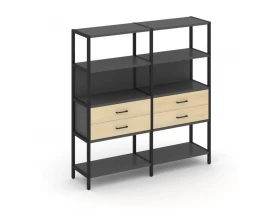 Двухсекционный стеллаж четырехярусный с ящиками 1590х400х1613 Shelf System images