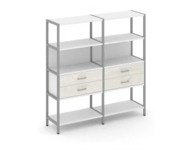 Двухсекционный стеллаж четырехярусный с ящиками 1590х400х1613 Shelf System images