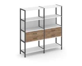 Двухсекционный стеллаж четырехярусный с ящиками 1590х400х1613 Shelf System images