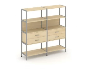 Двухсекционный стеллаж четырехярусный с ящиками 1590х400х1613 Shelf System images