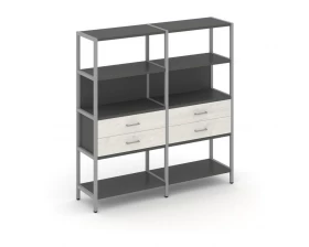 Двухсекционный стеллаж четырехярусный с ящиками 1590х400х1613 Shelf System images