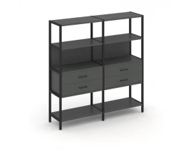 Двухсекционный стеллаж четырехярусный с ящиками 1590х400х1613 Shelf System images