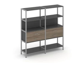 Двухсекционный стеллаж четырехярусный с ящиками 1590х400х1613 Shelf System images