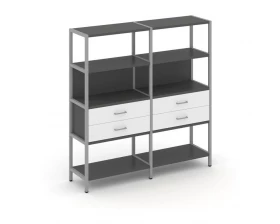 Двухсекционный стеллаж четырехярусный с ящиками 1590х400х1613 Shelf System images