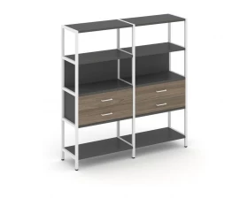 Двухсекционный стеллаж четырехярусный с ящиками 1590х400х1613 Shelf System images