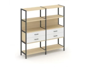 Двухсекционный стеллаж четырехярусный с ящиками 1590х400х1613 Shelf System images