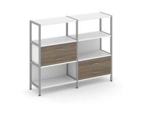 Двухсекционный стеллаж трехярусный с ящиками на двух ярусах 1590х400х1246 Shelf System images