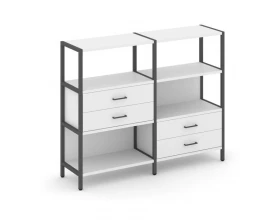 Двухсекционный стеллаж трехярусный с ящиками на двух ярусах 1590х400х1246 Shelf System images