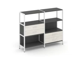 Двухсекционный стеллаж трехярусный с ящиками на двух ярусах 1590х400х1246 Shelf System images