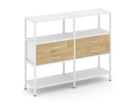 Двухсекционный стеллаж трехярусный с ящиками на одном ярусе 1590х400х1246 Shelf System images