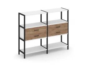 Двухсекционный стеллаж трехярусный с ящиками на одном ярусе 1590х400х1246 Shelf System images