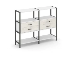 Двухсекционный стеллаж трехярусный с ящиками на одном ярусе 1590х400х1246 Shelf System images