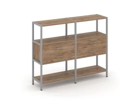 Двухсекционный стеллаж трехярусный с ящиками на одном ярусе 1590х400х1246 Shelf System images