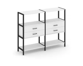 Двухсекционный стеллаж трехярусный с ящиками на одном ярусе 1590х400х1246 Shelf System images