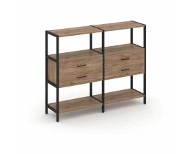 Двухсекционный стеллаж трехярусный с ящиками на одном ярусе 1590х400х1246 Shelf System images