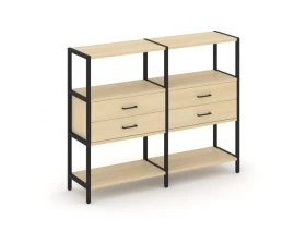 Двухсекционный стеллаж трехярусный с ящиками на одном ярусе 1590х400х1246 Shelf System images