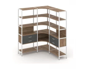 Трехсекционный угловой стеллаж пятиярусный с ящиками 1590х1590х1980 Shelf System images