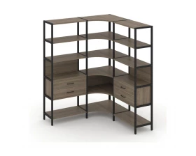 Трехсекционный угловой стеллаж пятиярусный с ящиками 1590х1590х1980 Shelf System images