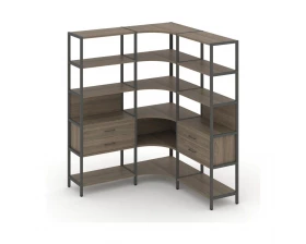 Трехсекционный угловой стеллаж пятиярусный с ящиками 1590х1590х1980 Shelf System images