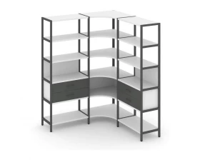 Трехсекционный угловой стеллаж пятиярусный с ящиками 1590х1590х1980 Shelf System images