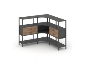 Трехсекционный угловой стеллаж трехярусный с ящиками 1590х1590х1246 Shelf System images