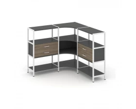 Трехсекционный угловой стеллаж трехярусный с ящиками 1590х1590х1246 Shelf System images