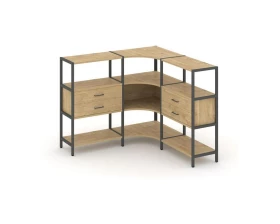 Трехсекционный угловой стеллаж трехярусный с ящиками 1590х1590х1246 Shelf System images