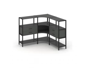 Трехсекционный угловой стеллаж трехярусный с ящиками 1590х1590х1246 Shelf System images