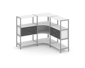 Трехсекционный угловой стеллаж трехярусный с ящиками 1590х1590х1246 Shelf System images