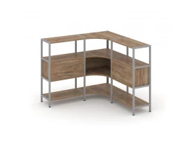 Трехсекционный угловой стеллаж трехярусный с ящиками 1590х1590х1246 Shelf System images