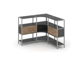 Трехсекционный угловой стеллаж трехярусный с ящиками 1590х1590х1246 Shelf System images