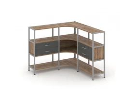 Трехсекционный угловой стеллаж трехярусный с ящиками 1590х1590х1246 Shelf System images