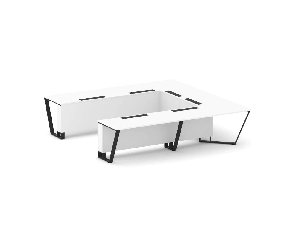 Стол переговорный П-образный ЛДСП/краш. металл 3200x3200x750 Стил Мит / Steel Meet